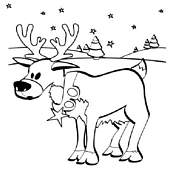 coloriage le renne du pere noel dans la neige